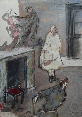Ohne Titel, 2006, Mischtechnik auf Papier, 29,6 x 20,5 cm